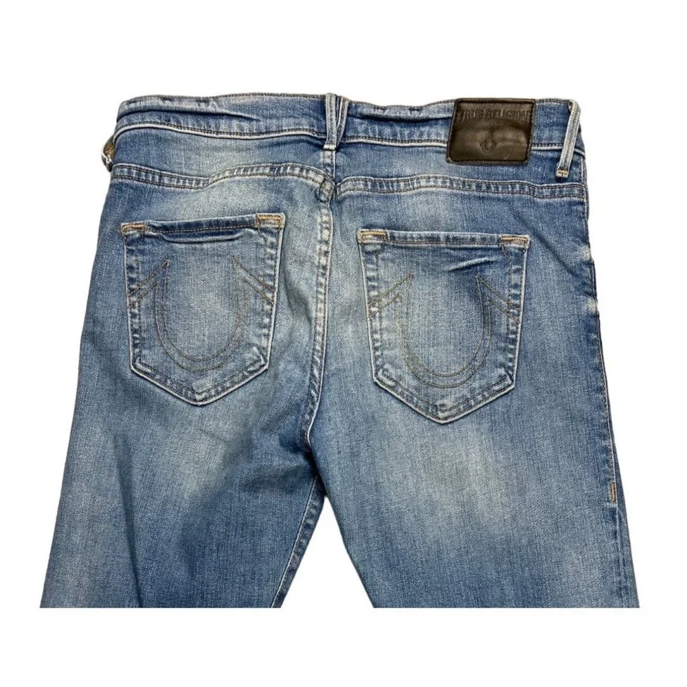 True Religion Low Rise Distressed Light Blue Relaxed Skinny Jeans Size 28 - Picture 6 of 10